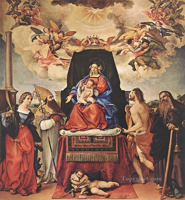 Virgen con el Niño y Santos 1521II Renacimiento Lorenzo Lotto Pintura al óleo